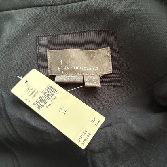 NWT By Anthropologie Tie Waist Blazer Mini Dress Black Cutout Corpcore Size 16‎ - Picture 5 of 6